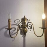 Solid Dutch bronze chandelier with two appliques