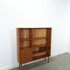 Deens teak vakkenkast met lades en hoge poten, vintage wandkast
