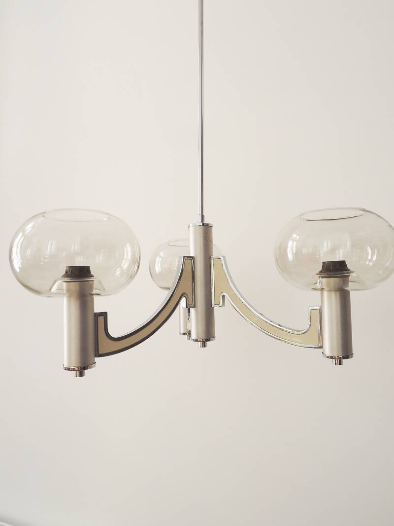 Chandelier with 3 lights by Gaetano Sciolari – Italian design from the 1970s.
