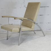 Tubular steel armchair and "cream" leather, France, circa 1970