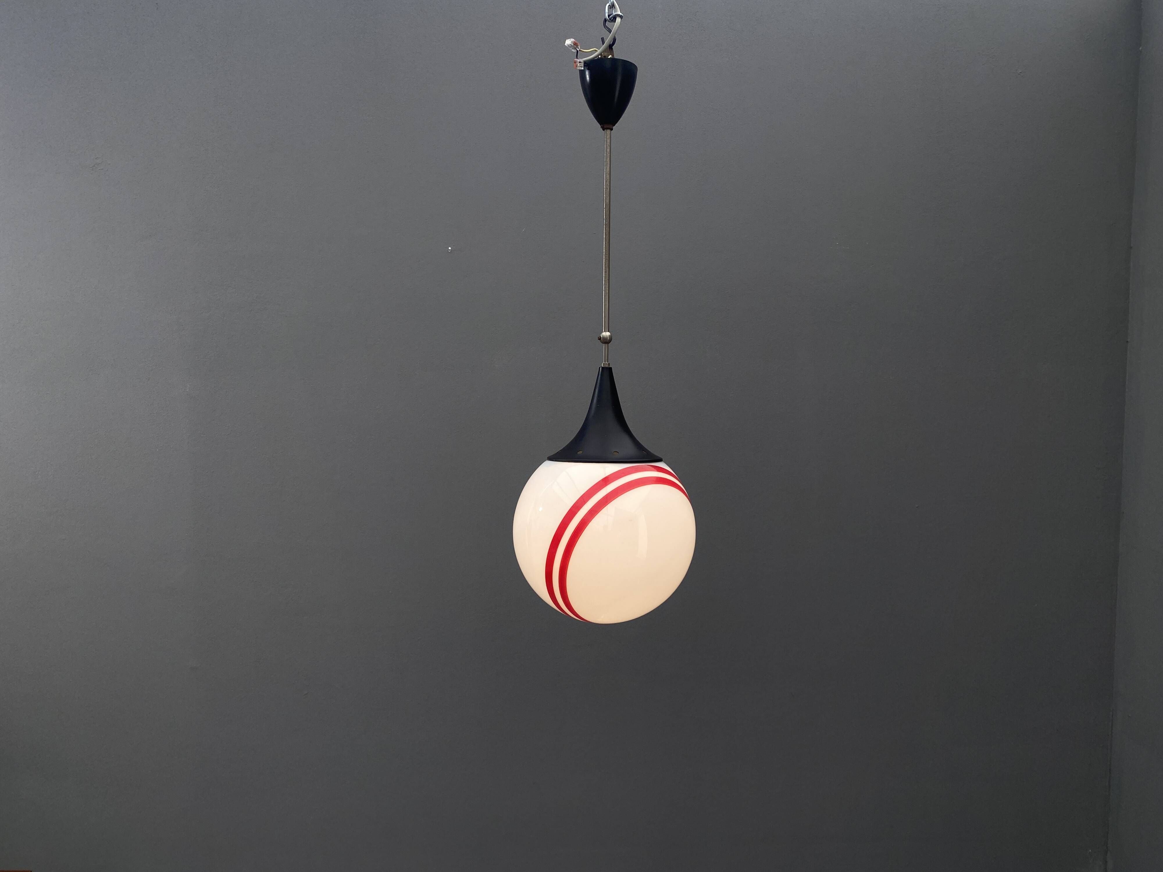 Hanging Pendant Lamp with Round Glass Shade