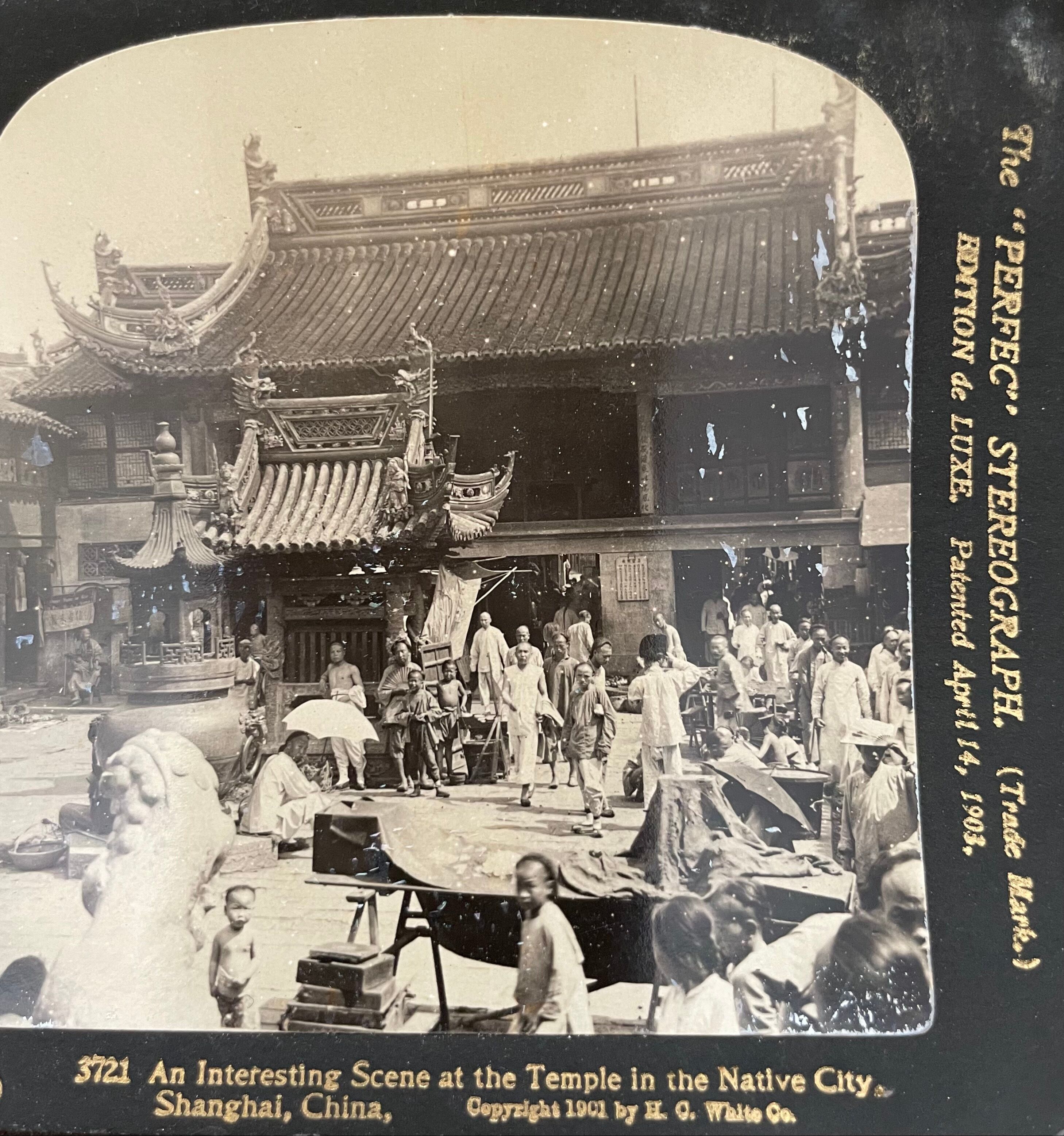 Old photography stereo, stereograph, luxury albumine 1903 shanghai district, China