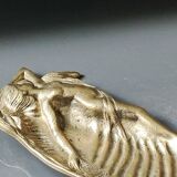 Art Nouveau Empty Pocket/Nude of a Woman/Mermaid on Shell. In gilded patinated bronze. Dim 20 x 10 cm