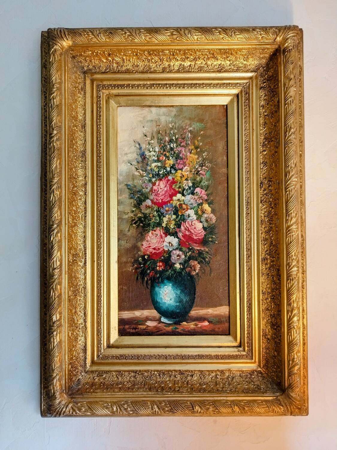 Oil on panel "Bouquet of flowers" signed Robert Mogisse