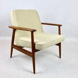 Beige boucle GFM63 lounge chair by J. Kedziorek, 1970s