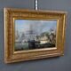 Tableau "Quay in Light", oil on panel, signed Jules d'Évry – Mid 19th century