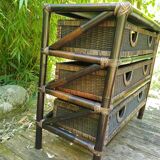 Commode en bambou et rotin