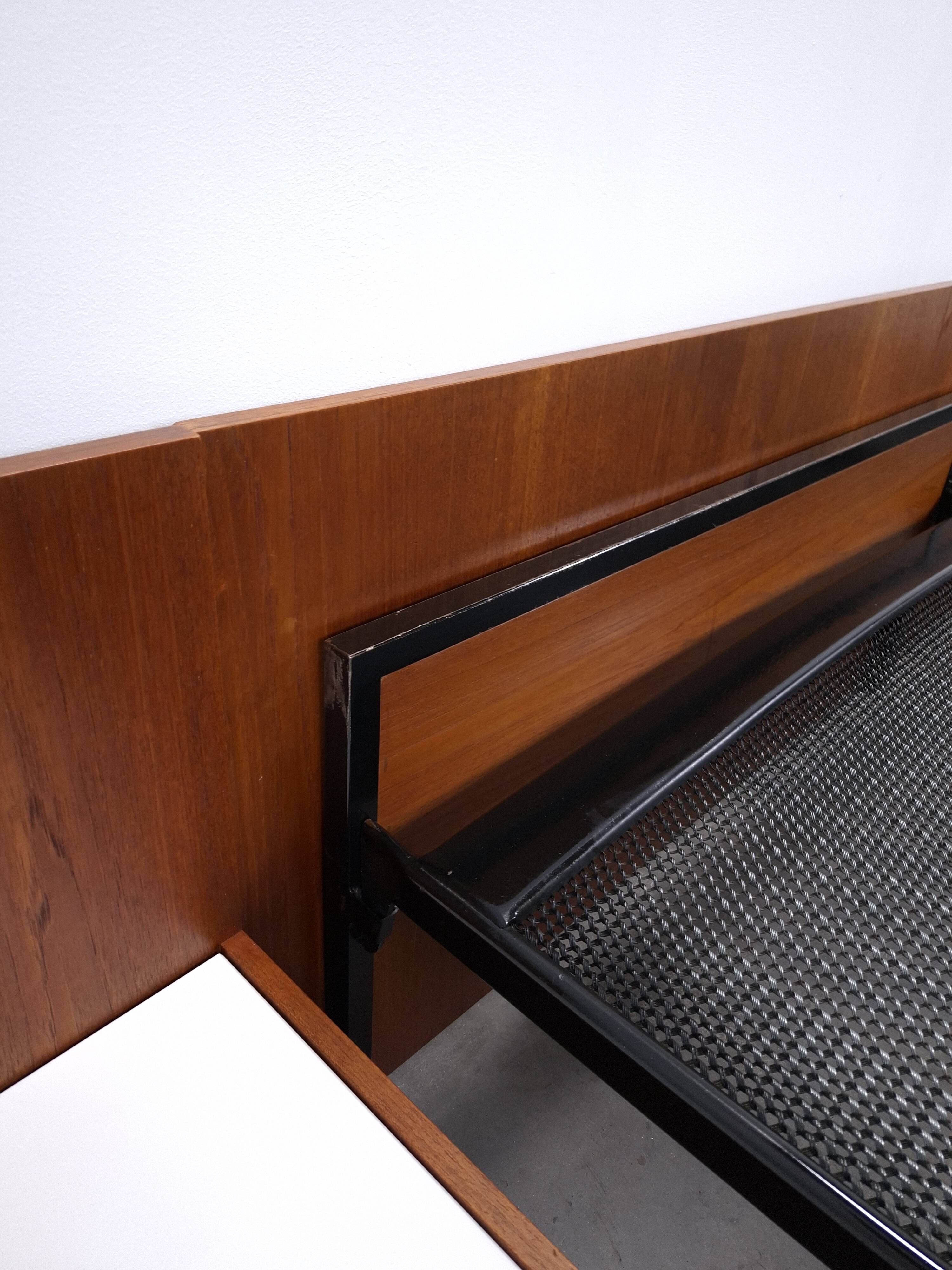 Two-person bed Japanese series Cees Braakman Pastoe and Auping with bedside table.