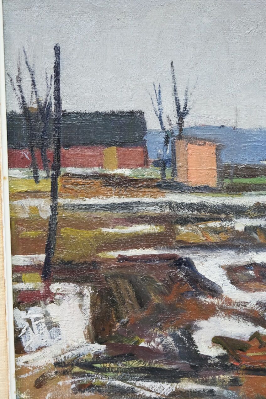 Swedish Modern Painting, Signed,  1955, Oil on Panel, Framed