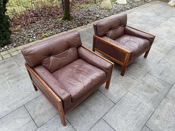 Lot de 2 fauteuils scandinave fredrik kayser vatne møbler, norvège 1960