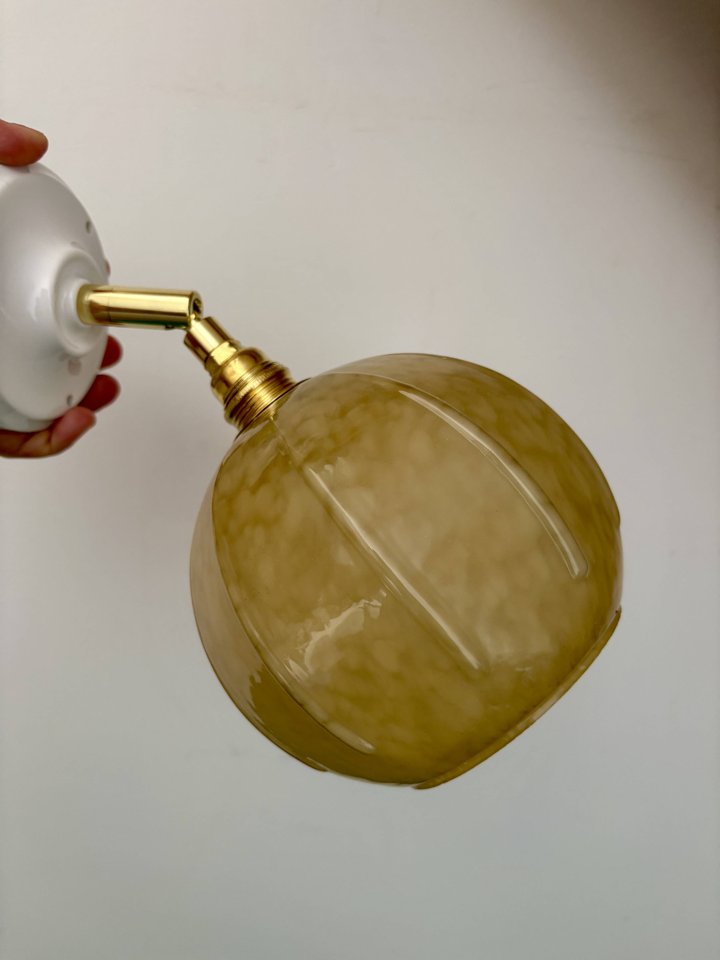 Vintage yellow glass globe wall light