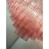 Contemporary pink "tronchi" murano glass chandelier in venini style