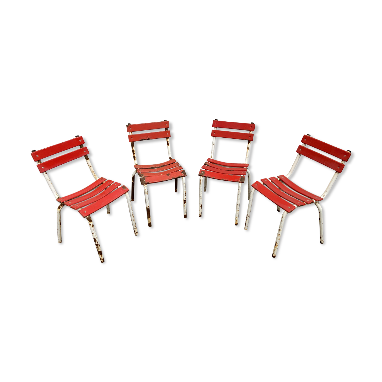 Set of 4 chairs of Café Tolix terrace French bistrot chairs 1960