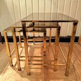 3 nesting tables in gilded brass