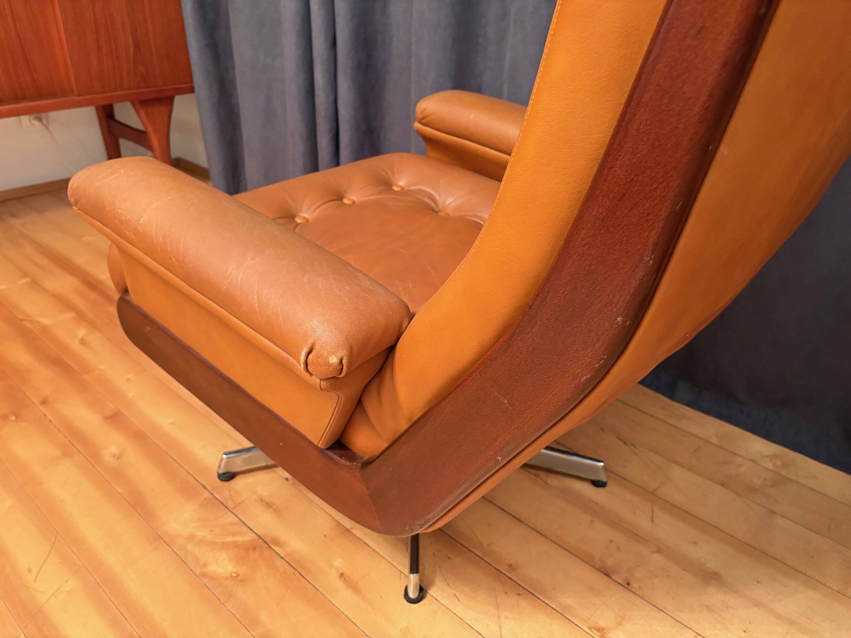 Armchair with footstool, By Ring Mebelfabrikk, Norway, 1960s