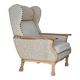 1970s, Danish highback armchair, furniture wool, solid oak wood.