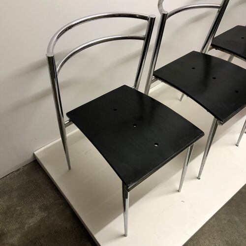 Set de 4 chaises modernistes Éric Raffy, 1980