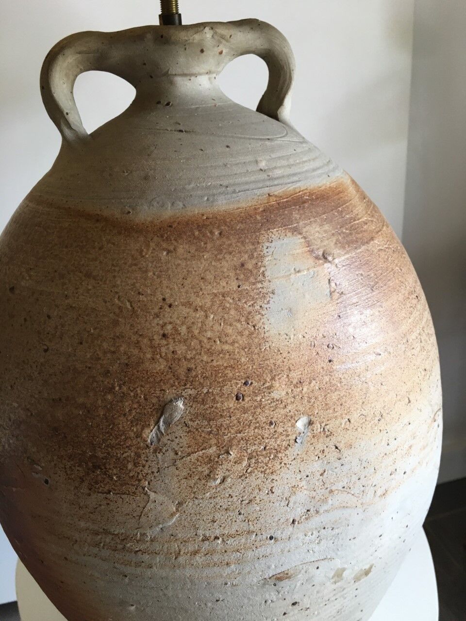 Antique pottery lamp foot