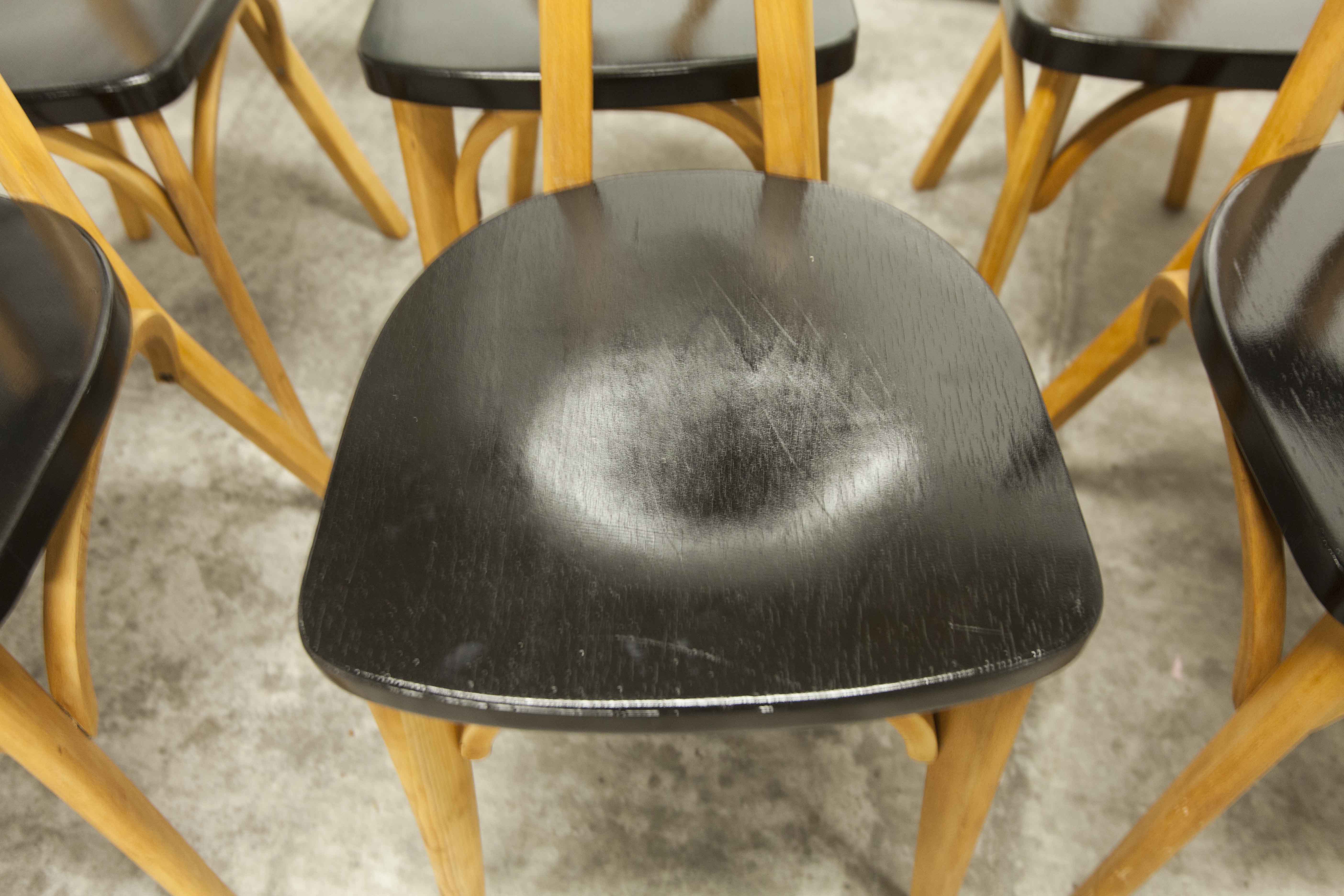 Set of 6 restored Luterma "banana" chairs