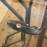 Round table in chrome and smoked glass