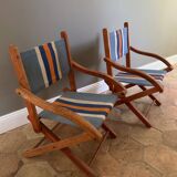 Children's folding armchair in wood and canvas