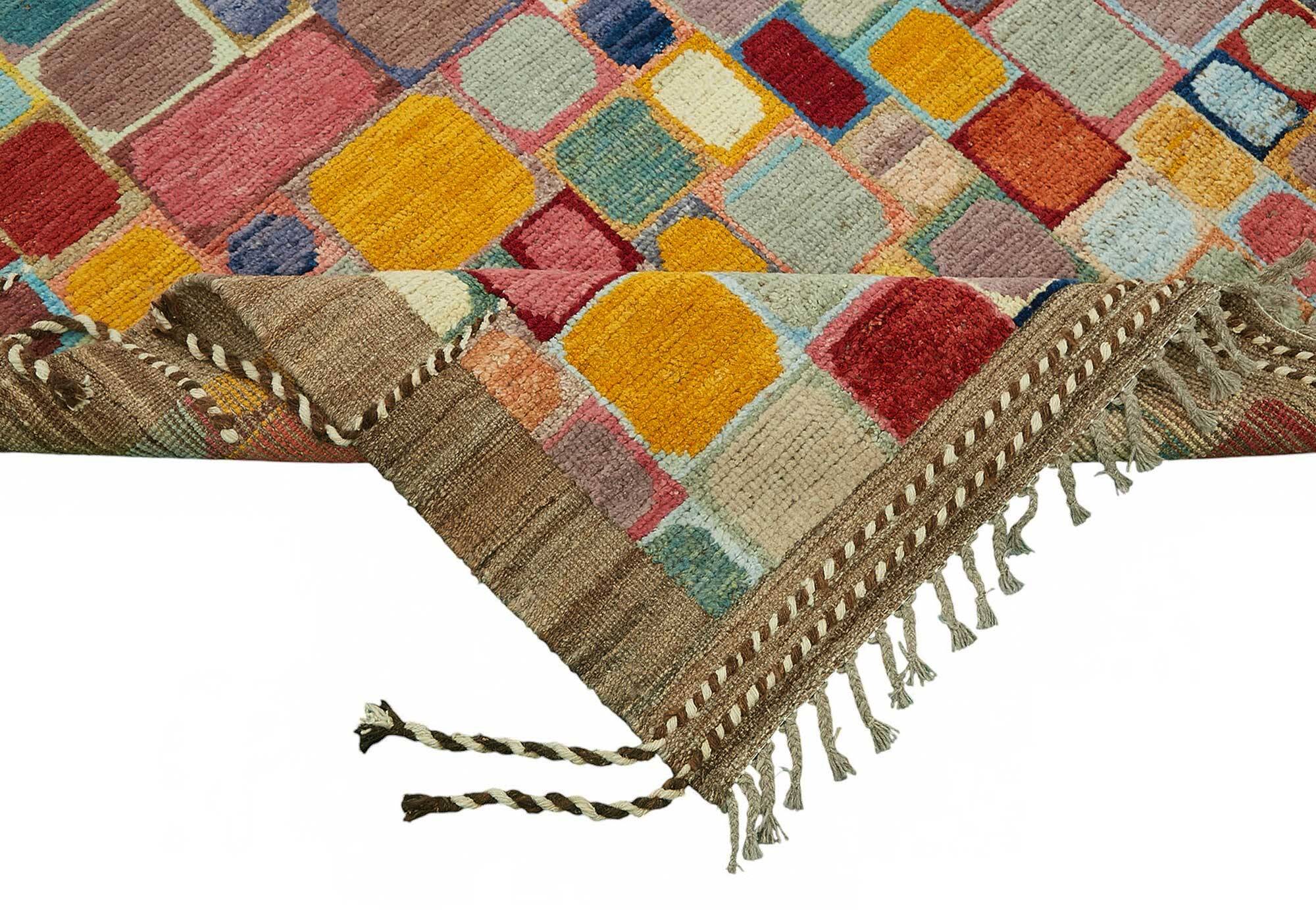 Hand-Knotted Turkish Contemporary 254 cm x 313 cm Multicolor Wool Carpet