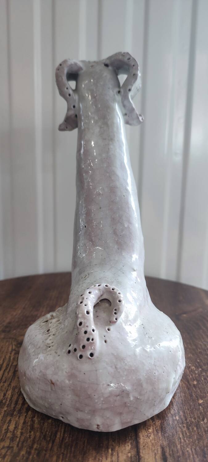 Antique zoomorphic sculpture in glazed terracotta