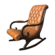 Rocking chair en cuir orange clouté Chesterfield