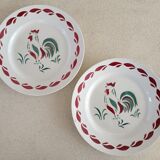 2 plates decorated with rooster, Céranord