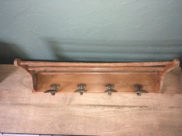Wooden and metal coat rack