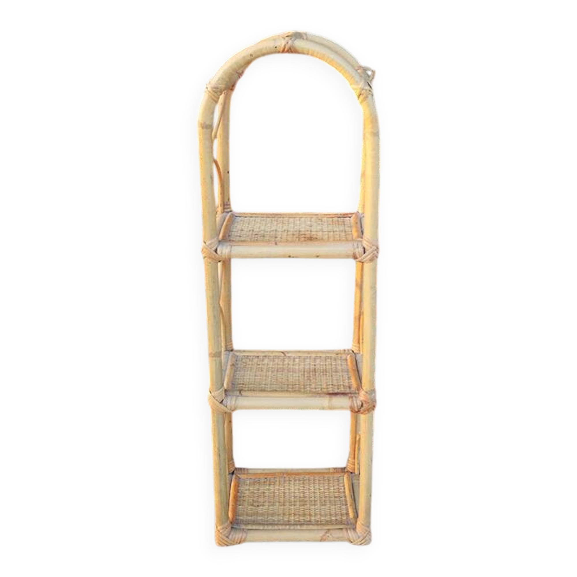 Ancienne colonne 3 étagères en bambou et osier