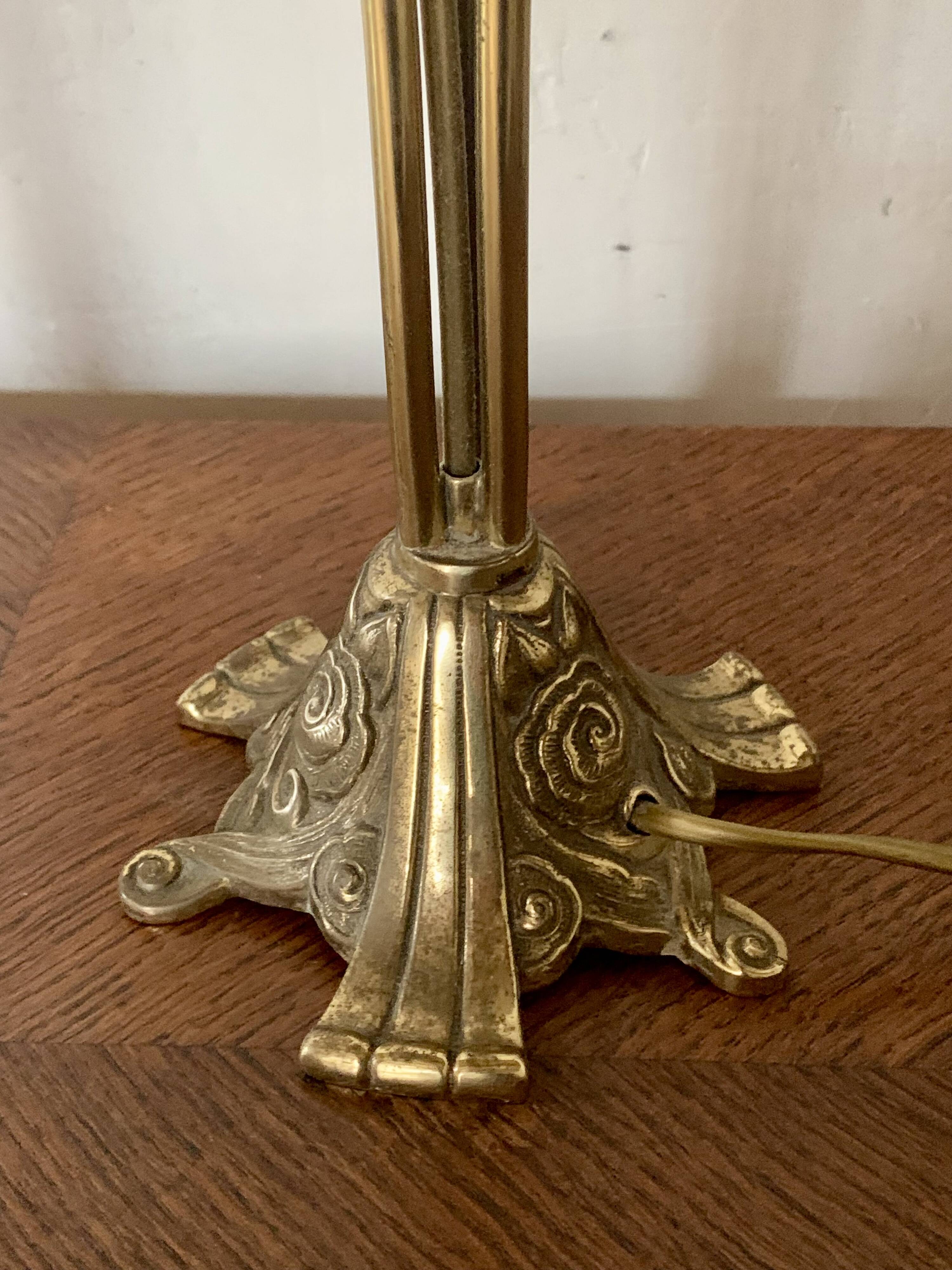 Pair of vintage brass table lamps in art nouveau style