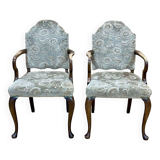 Pair of 1930s Walnut Chippendale Armchairs