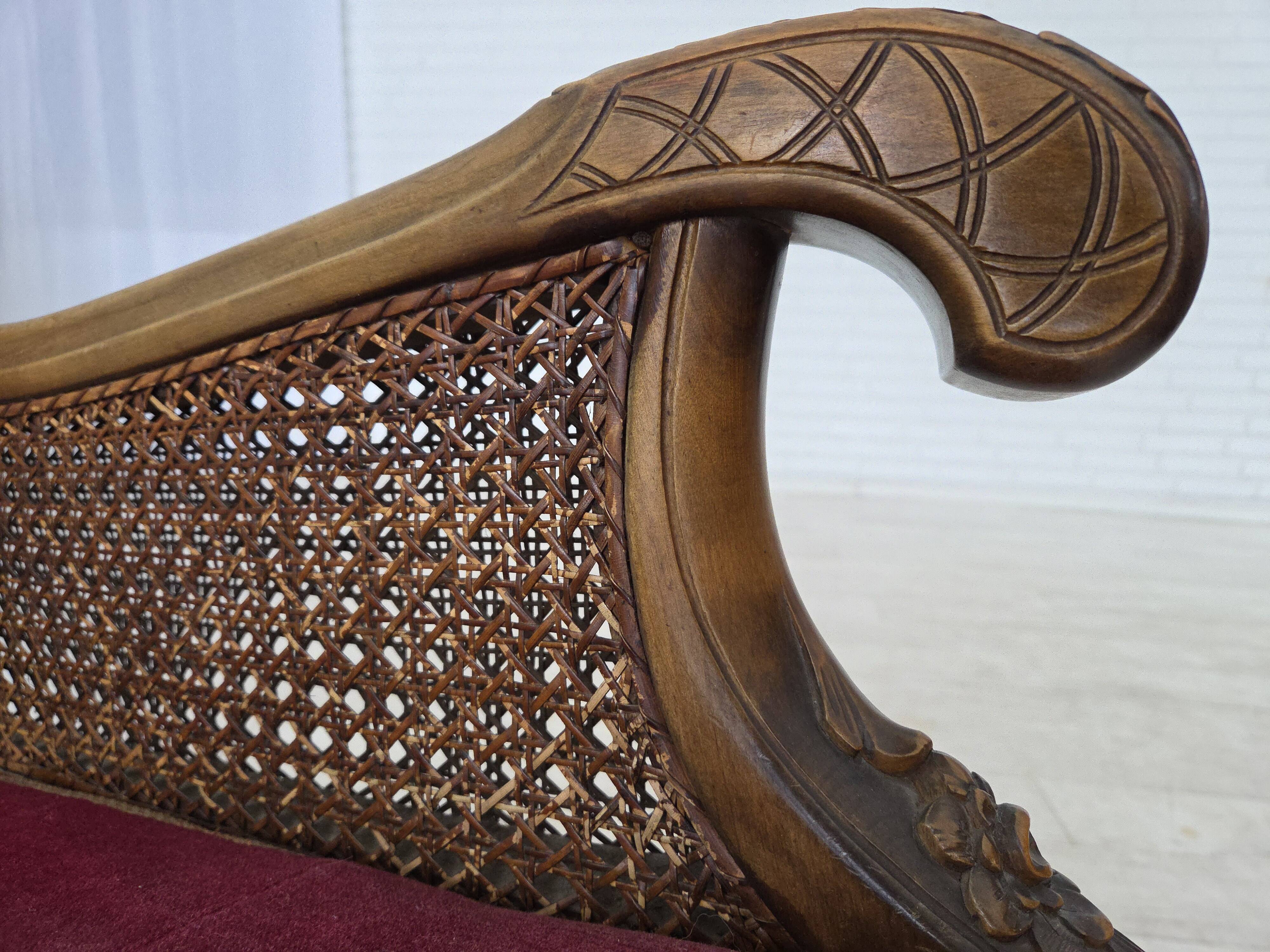 1930s, Danish armchair, furniture velour, ash wood.