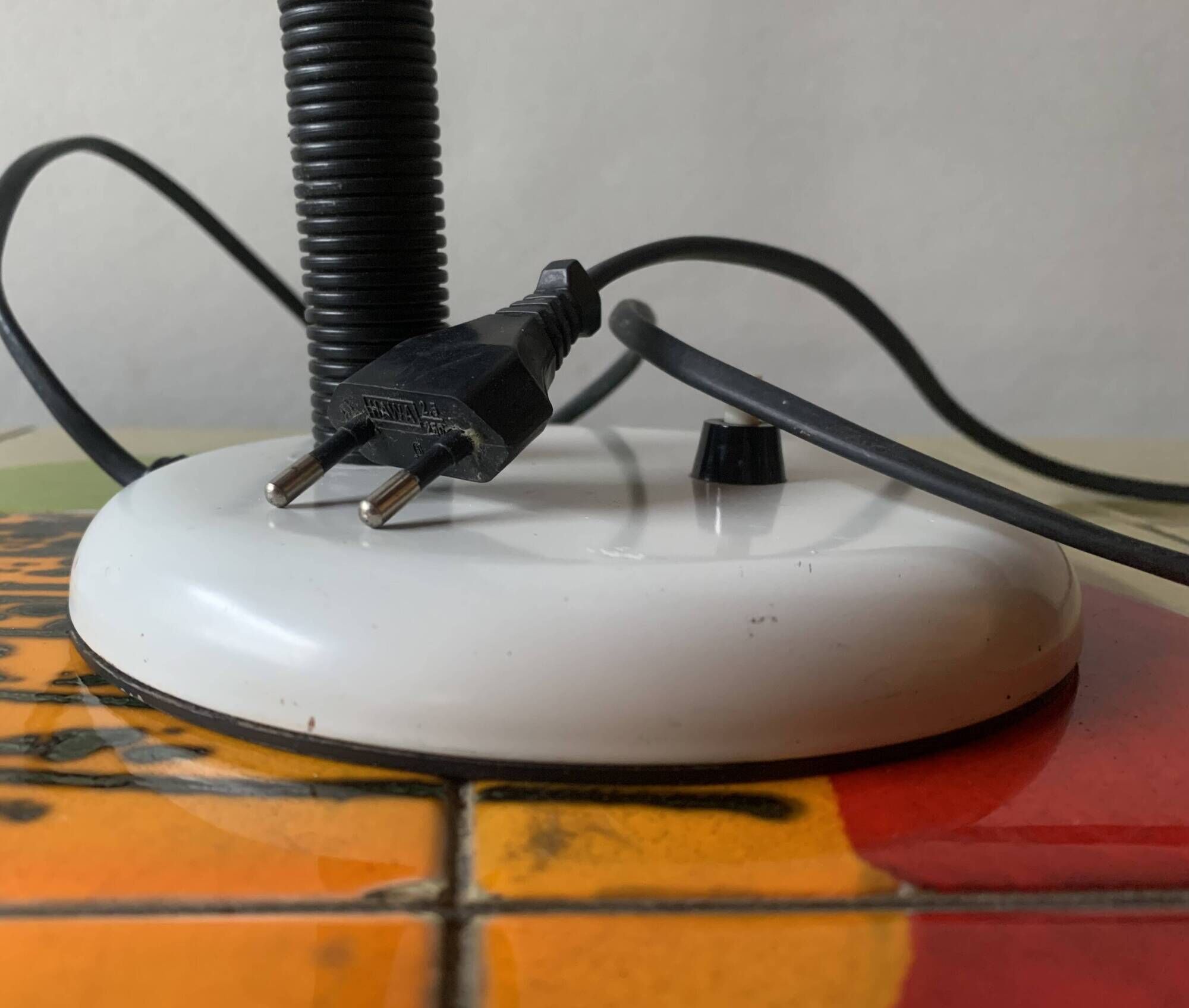 Vintage white and black metal desk lamp
