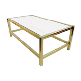 Vintage italian coffee table in brass and glass - 1970