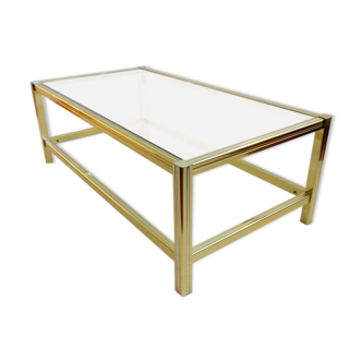 Vintage italian coffee table in brass and glass - 1970