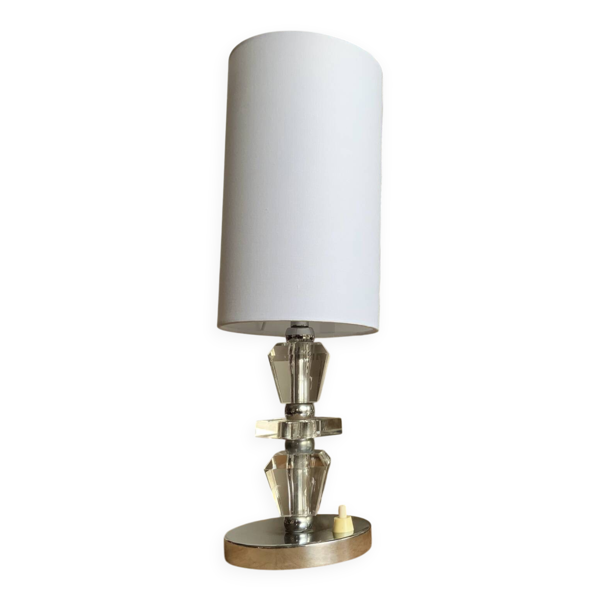 Vintage lamp in crystal and chrome French manufacture PL Shade