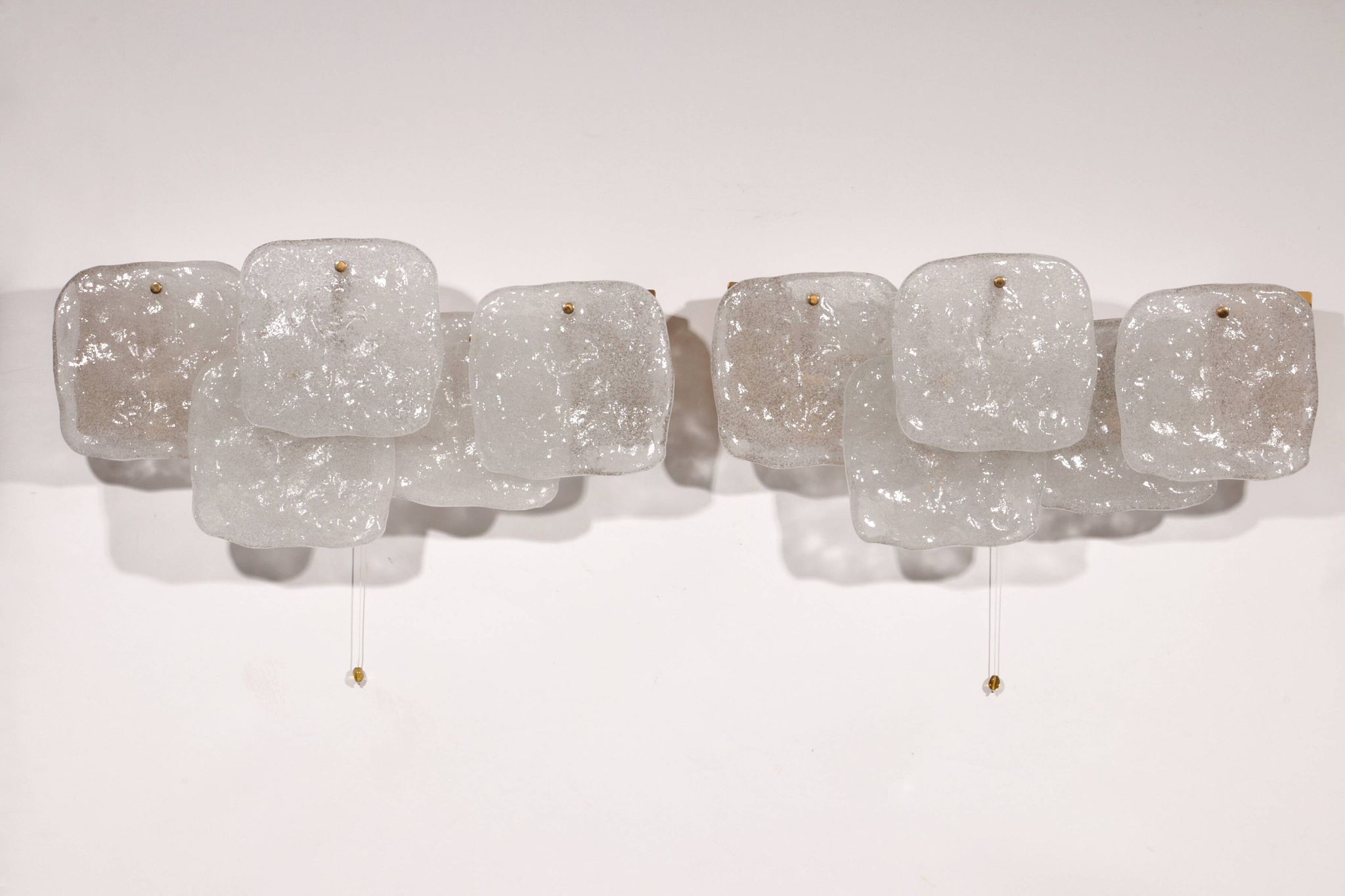 J.T. Kalmar Midcentury Ice Glass Wall Sconces Austria 1960