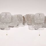 J.T. Kalmar Midcentury Ice Glass Wall Sconces Austria 1960