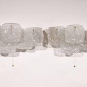 J.T. Kalmar Midcentury Ice Glass Wall Sconces Austria 1960