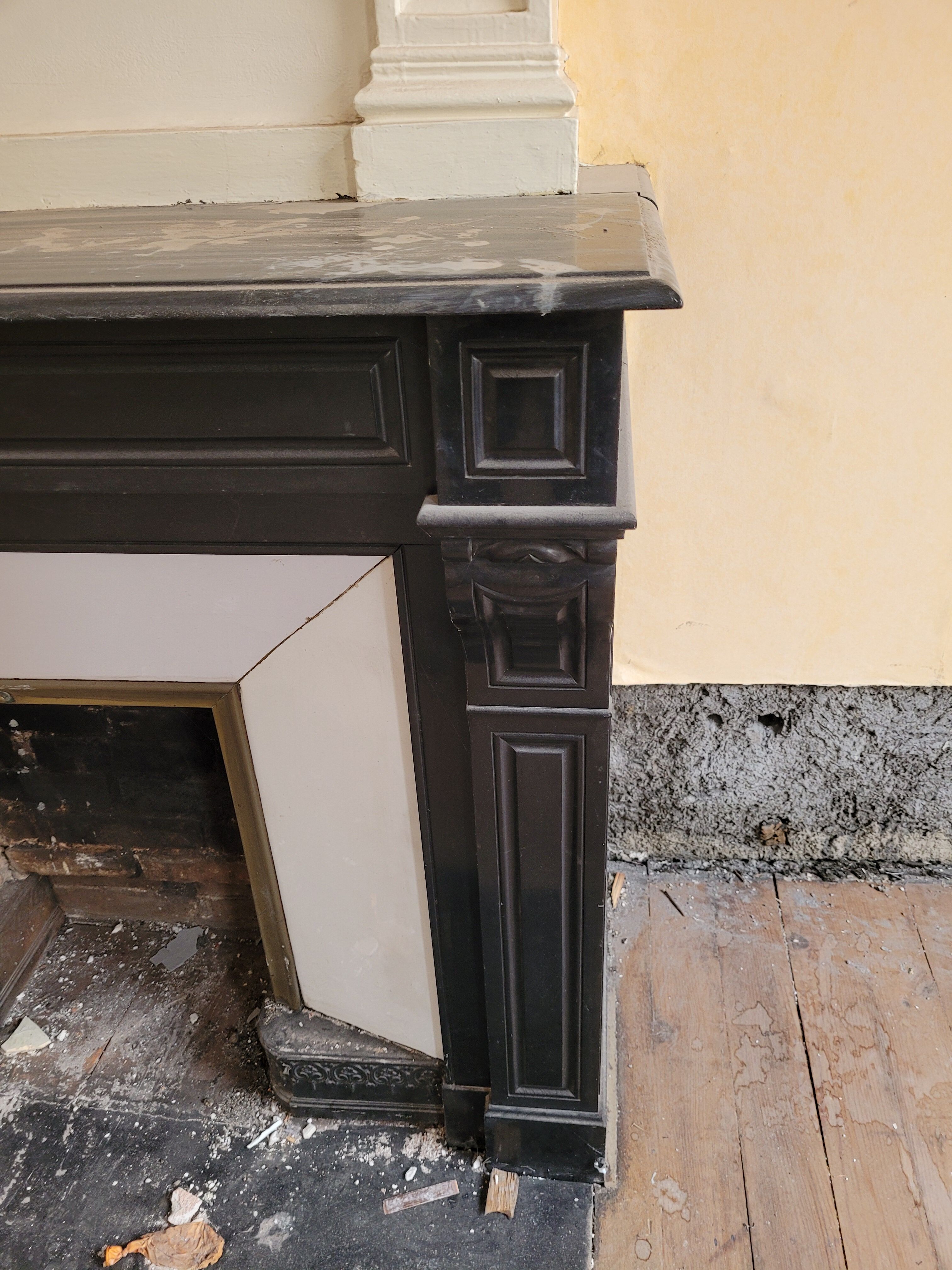 Belgian black marble fireplace without veining