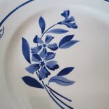 Creil et Montereau round serving dish, blue flower motif