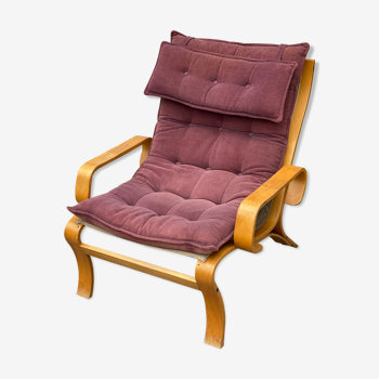 Vintage Swedish Bent Wood Lounge Chair