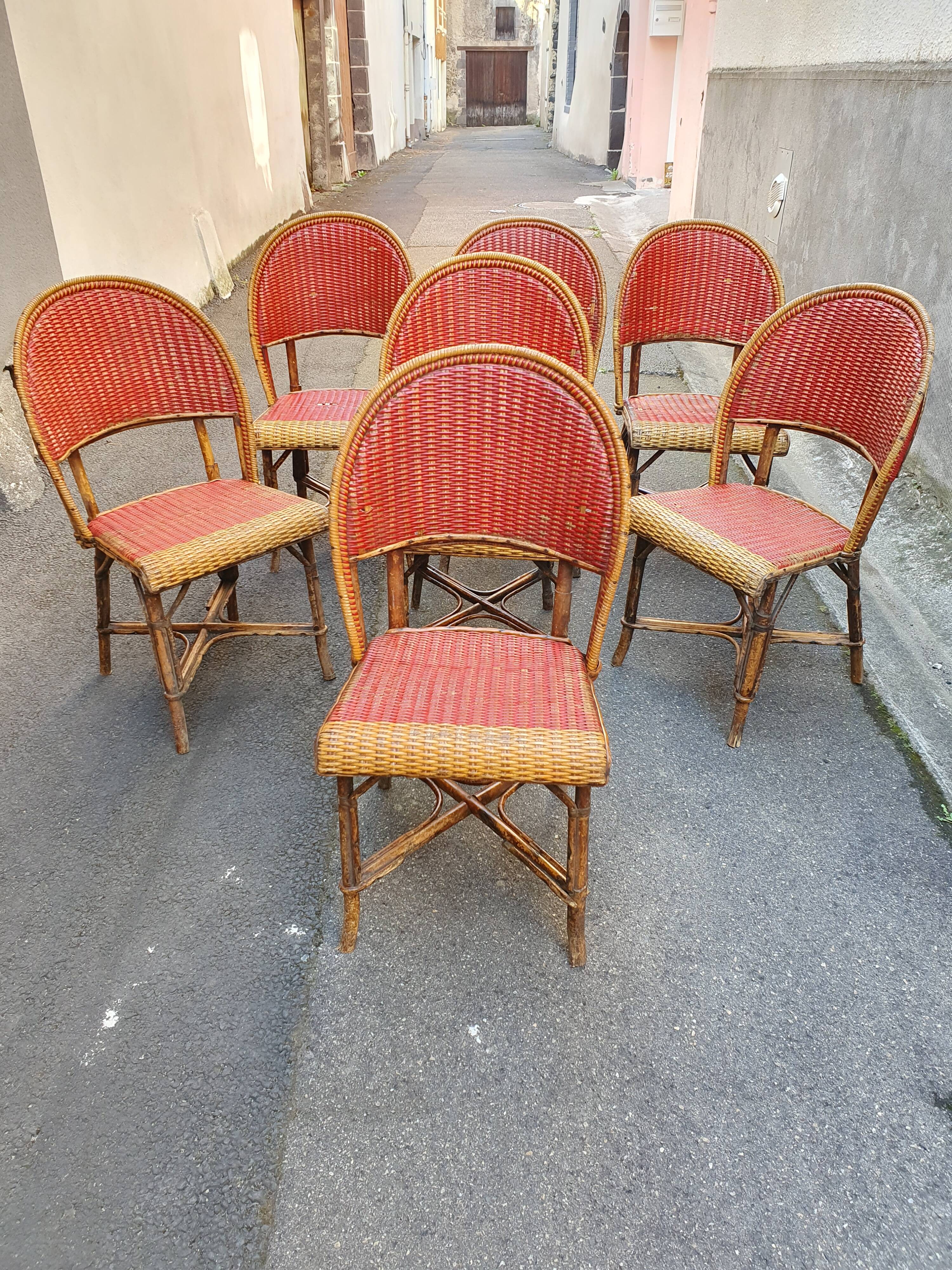 Set of 7 Parisian bistro / café chairs from the 1930s