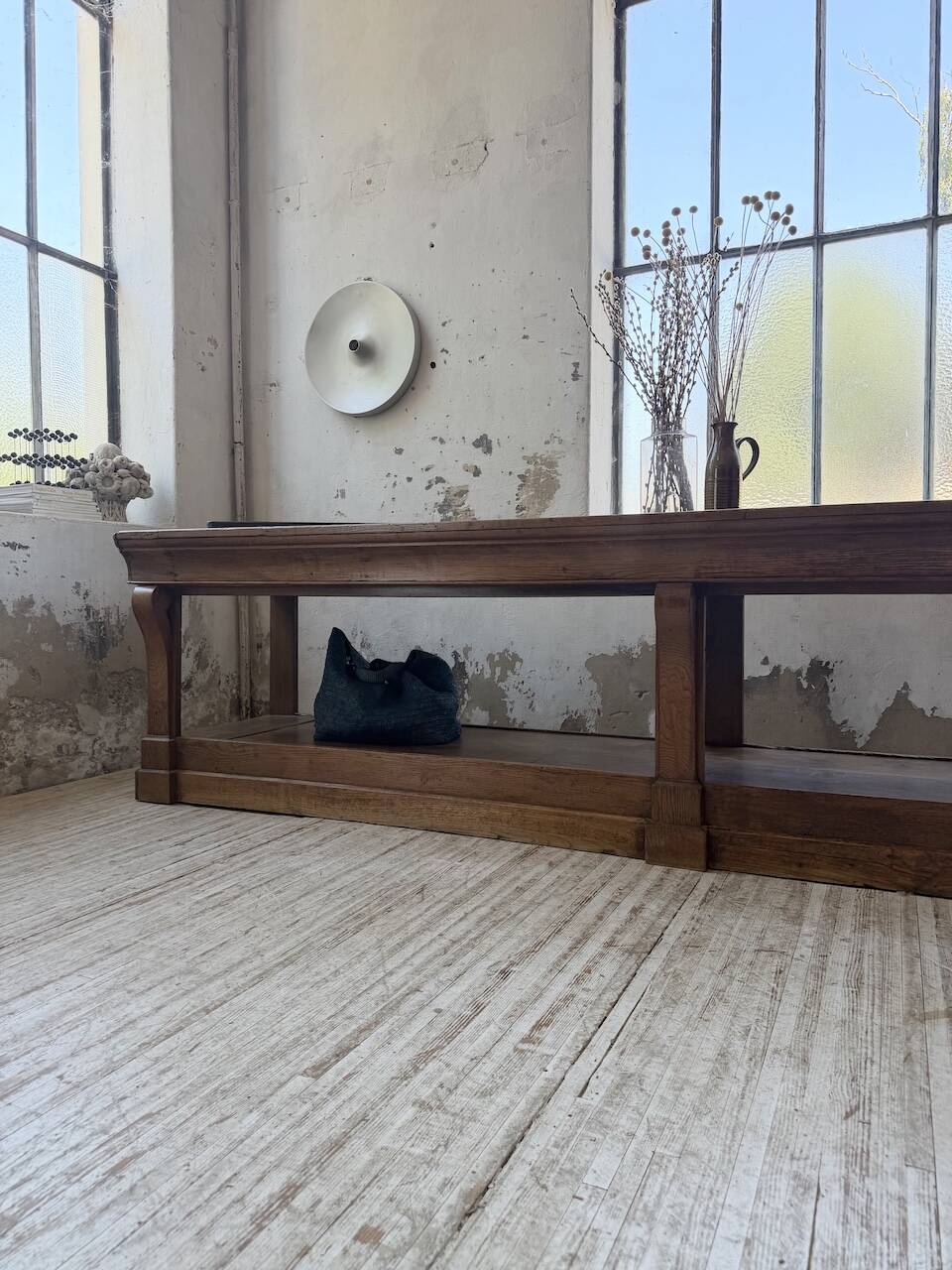 Table de gantier drapière 1900 chêne massif 330cm XL