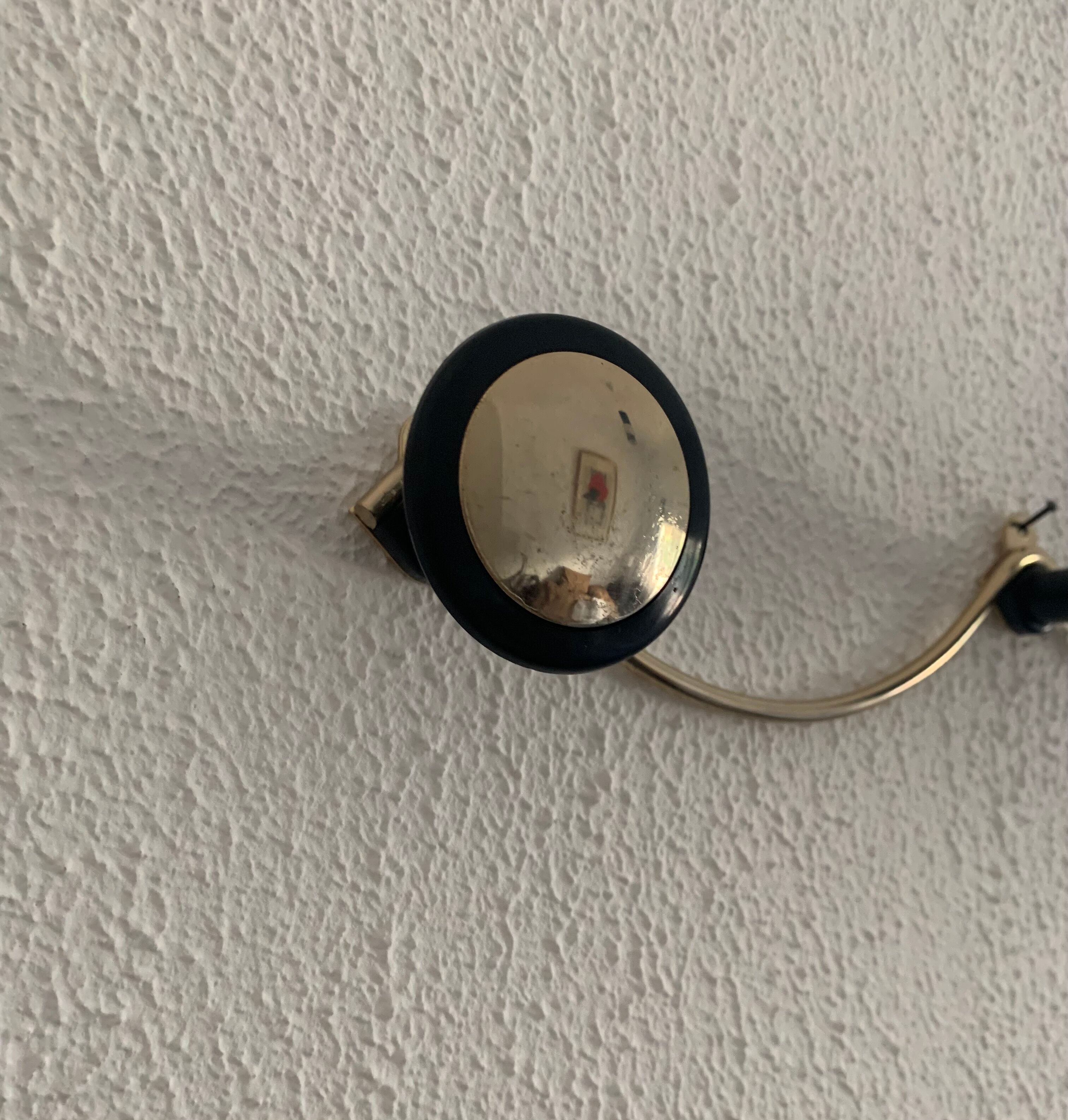 Portemanteau vintage doré noir 3 patères, 1960