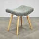 1960s Czech Mid-Century Modern Upholstered Stool with Beech Wood Legs