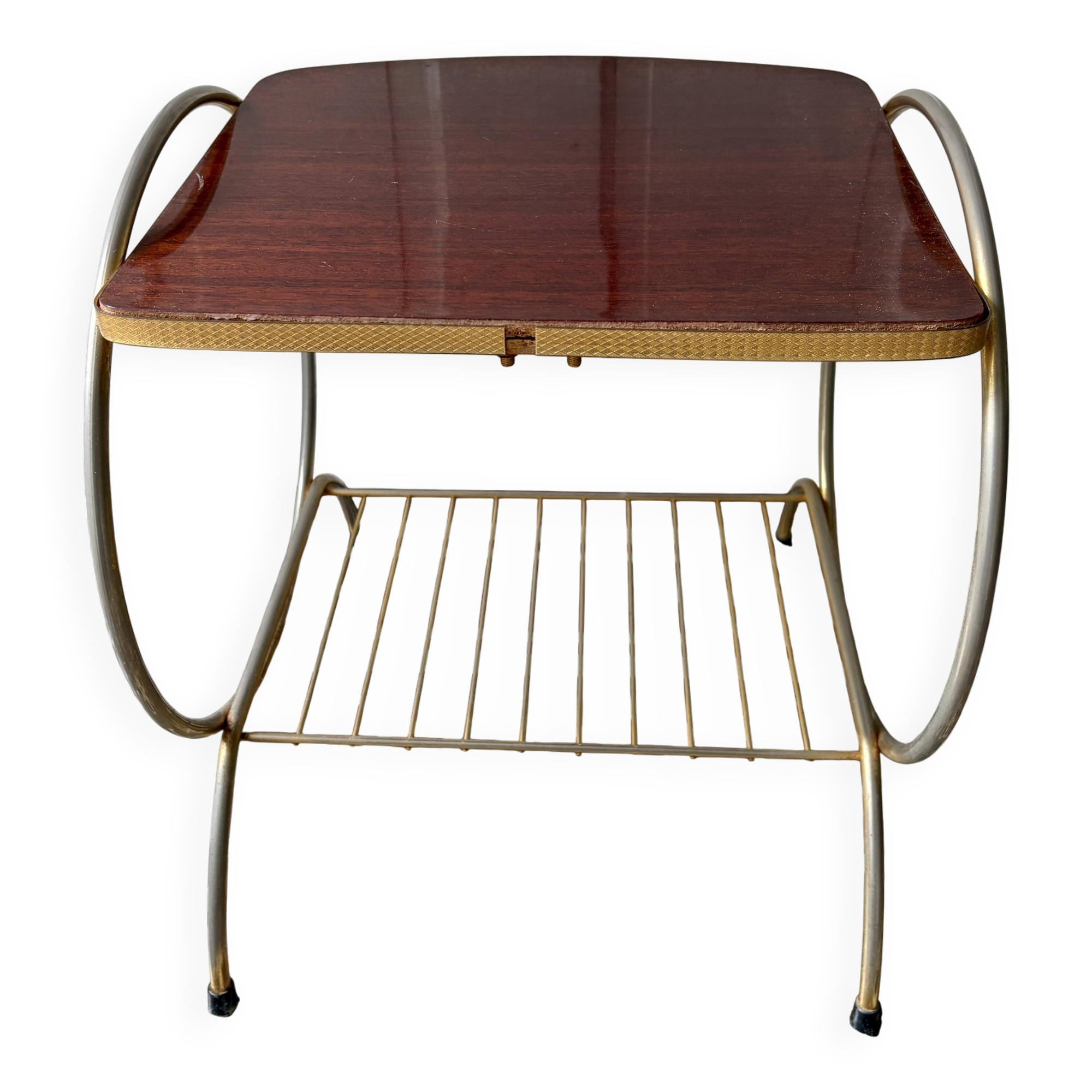 Table d'appoint vintage en laiton et formica