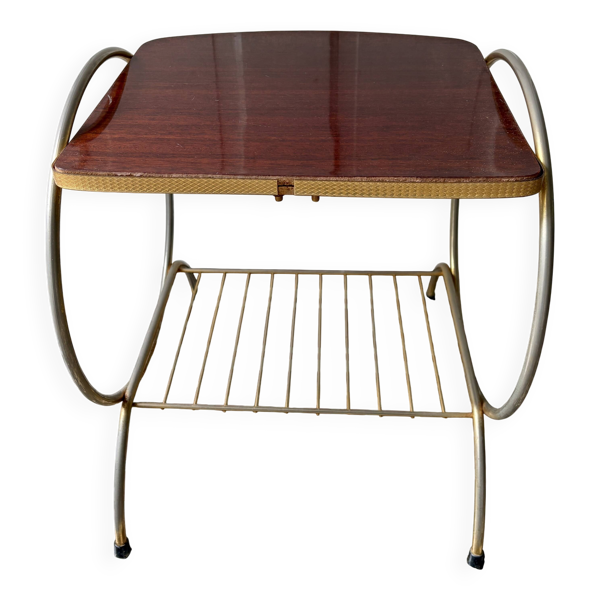 Table d'appoint vintage en laiton et formica